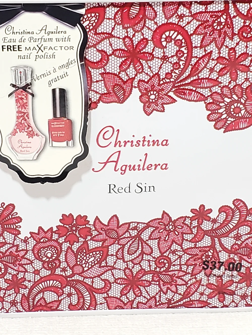 Christina Aguilera RED SIN Perfume Gift Set 1.0 oz 30ml EDP & Max Factor Polish - Picture 2 of 13